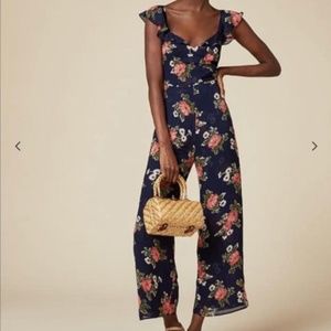 Navy flower print Reformation Jumpsuit Size 2